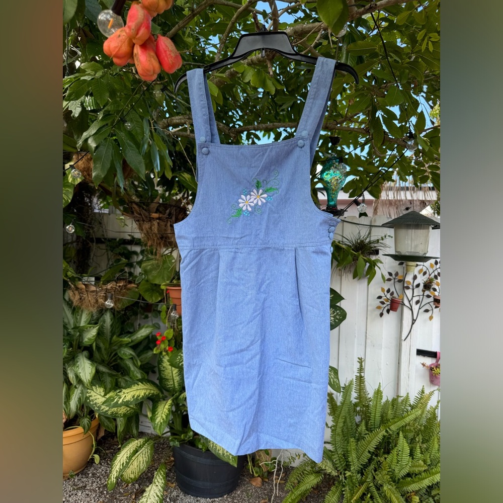 Vintage overall dress with embroidery